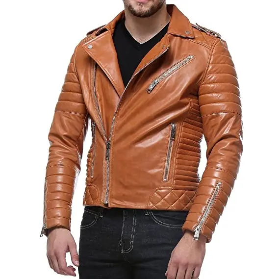 New Design Brown Men Jacket / Fully Customized Plus Size Jacket / Zipper Closure Leather Jacket For Men