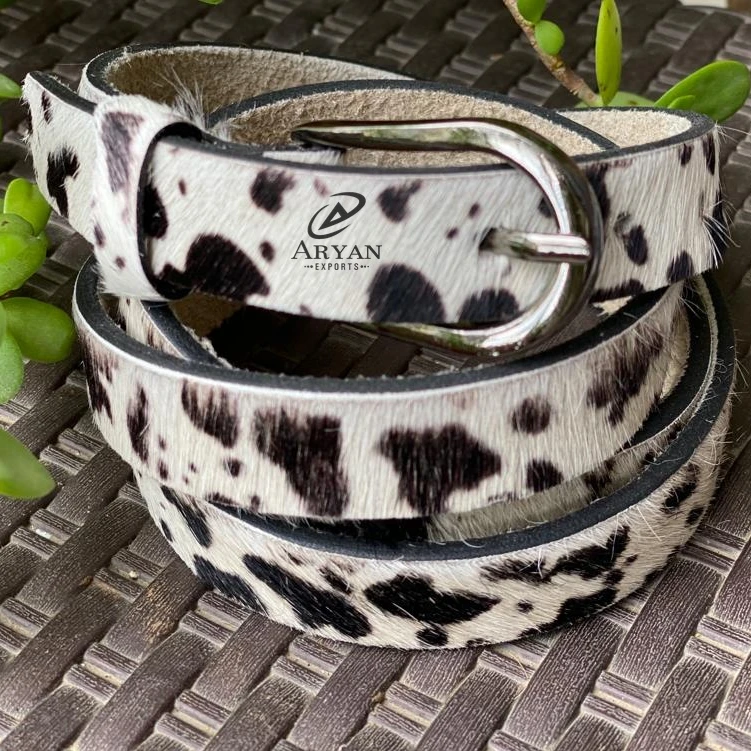 New Western Style  Handmade Cowhide Fur Leather Durable Buckle Belt Perfect High Quality Flawless Belts