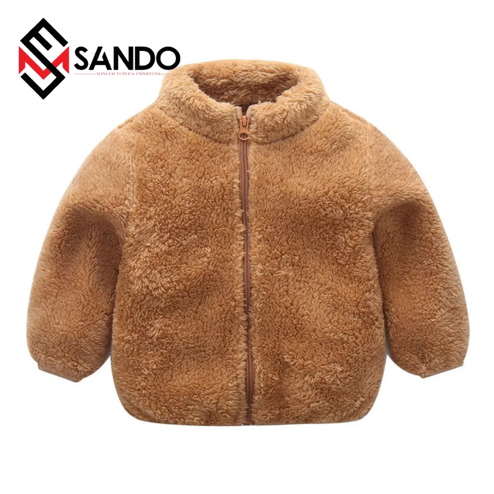 Custom logo Baby winter jackets Toddler baby clothes Zip Solid Warm Thick Fleece Coat Soft Winter Outerwear Kid Clothes