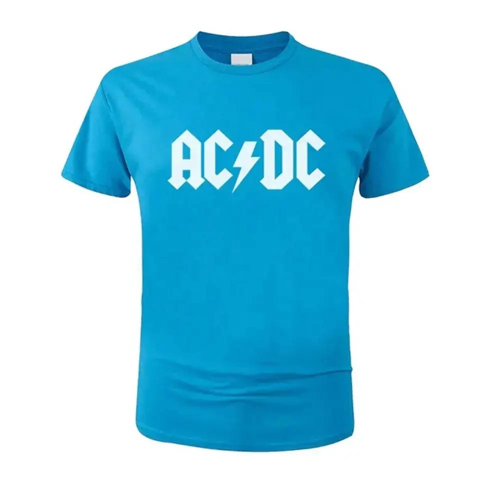 Ac Dc Heavy Rock Band T Shirt Men Print Casual Cotton Made T Shirt Hip Hop Short Sleeve Cotton Top With Custom Design Logo Print