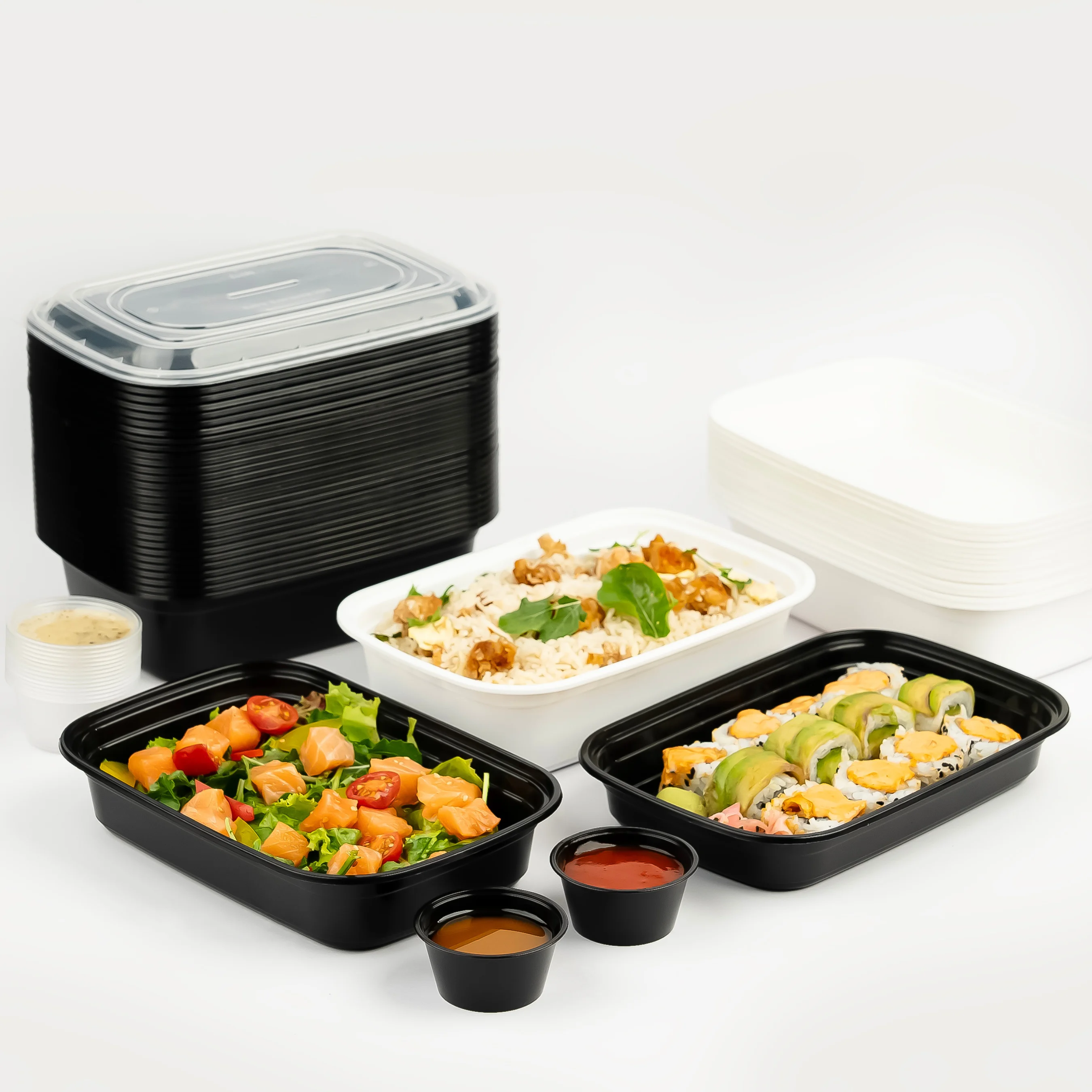 Plastic Package Box Manufacture Cube Rectangular container Microwavable 750 ml with transparent lid at cheap price