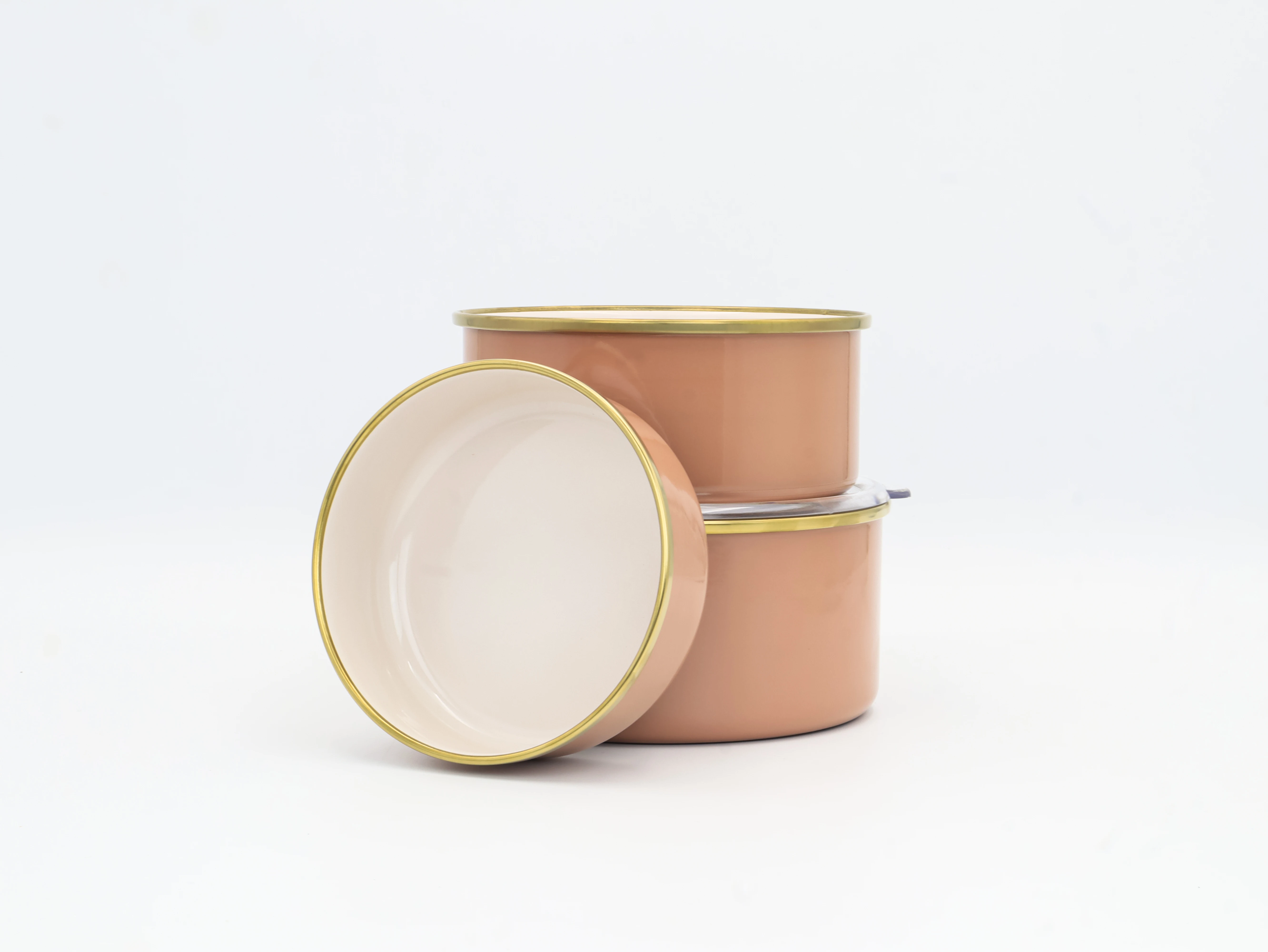 Bonera High Quality 6-Piece Enamel Storage Box Set 14 16 18 cm Steel Coated Silicone Utensils Kitchen Academia Soup Stock Pots