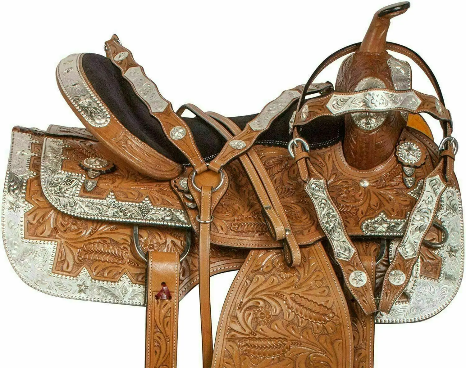 Лидер продаж кожаное седло в западном стиле с ручной резьбой и посеребренными конными изделиями по доступной цене