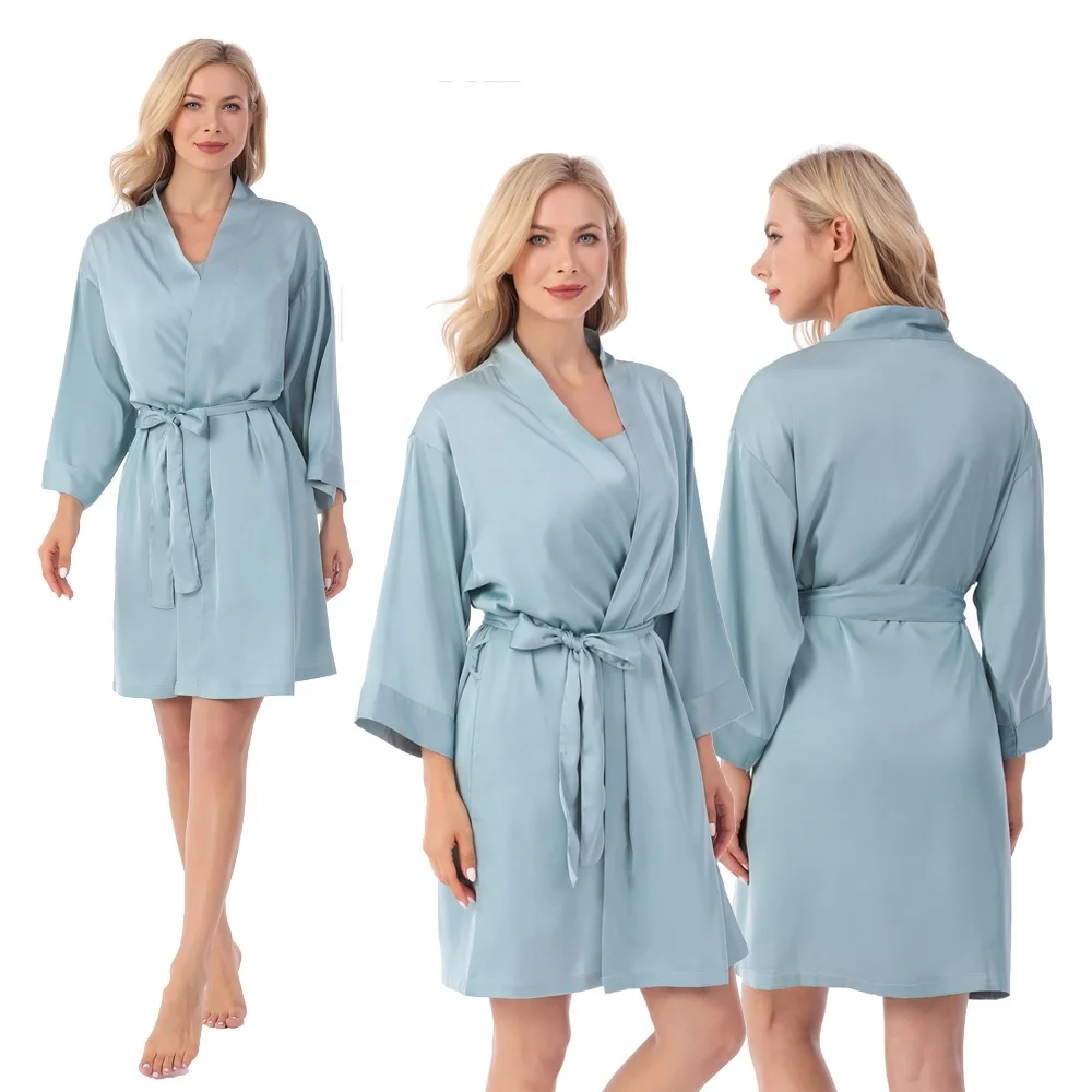 Wholesale Sleepwear Three Quarter Sleeve Chiffon Kimono Robe Night wear for Women