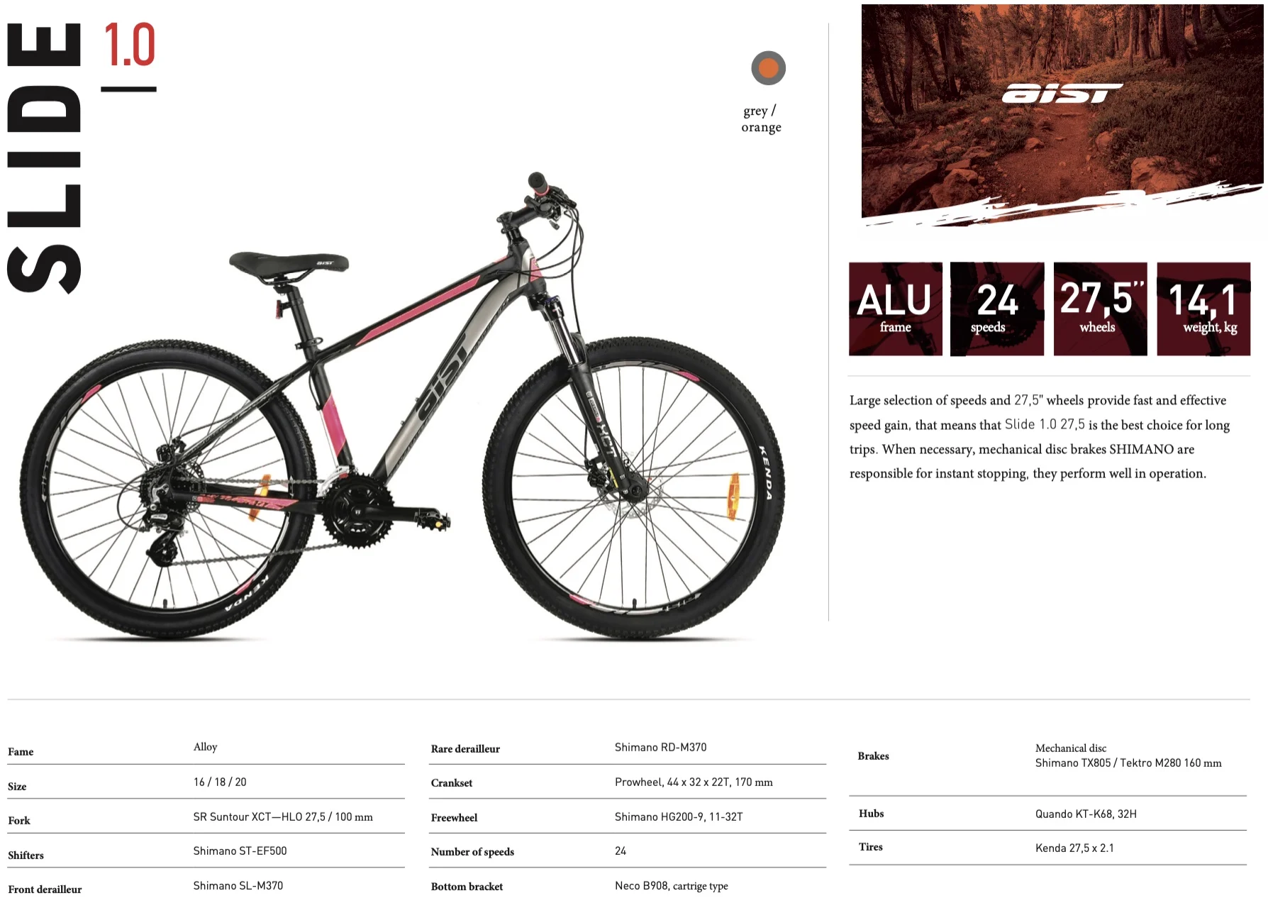 AIST SLIDE 1.0  27.5 cycle mountain bike Bicycle 24 SPEED