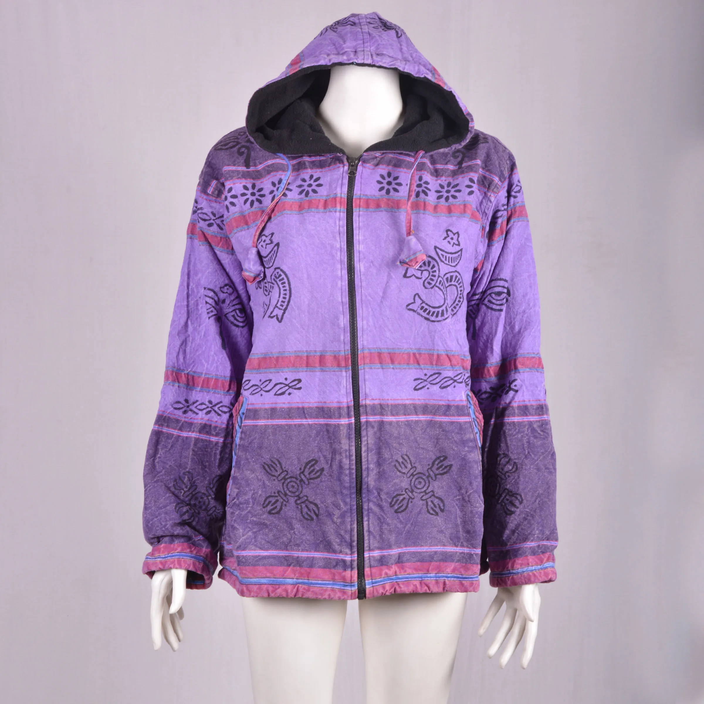 Men jacket latest patchwork Hoodies handmade Nepal clothing Baja hoodie polar fleece lining hippy boho winter jacket GCT 0333