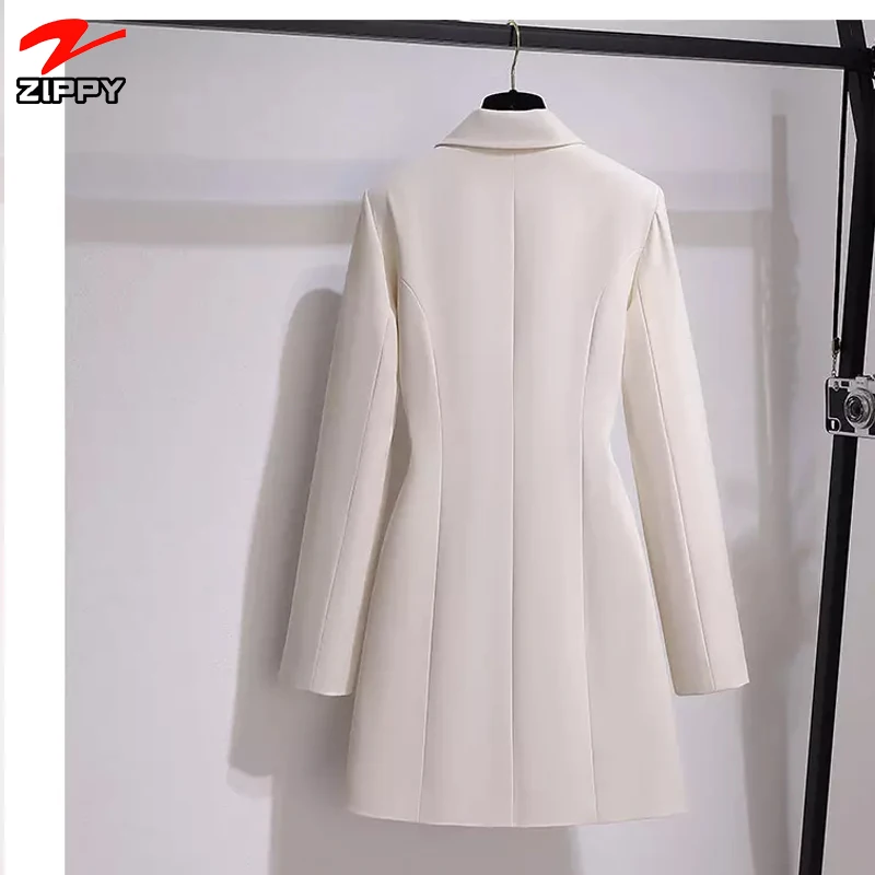 Wholesale Hot Sale Autumn Winter New Design Long Coat Slimming High Waist Lace Up Blazer Dress Fashion Long Suit Dress