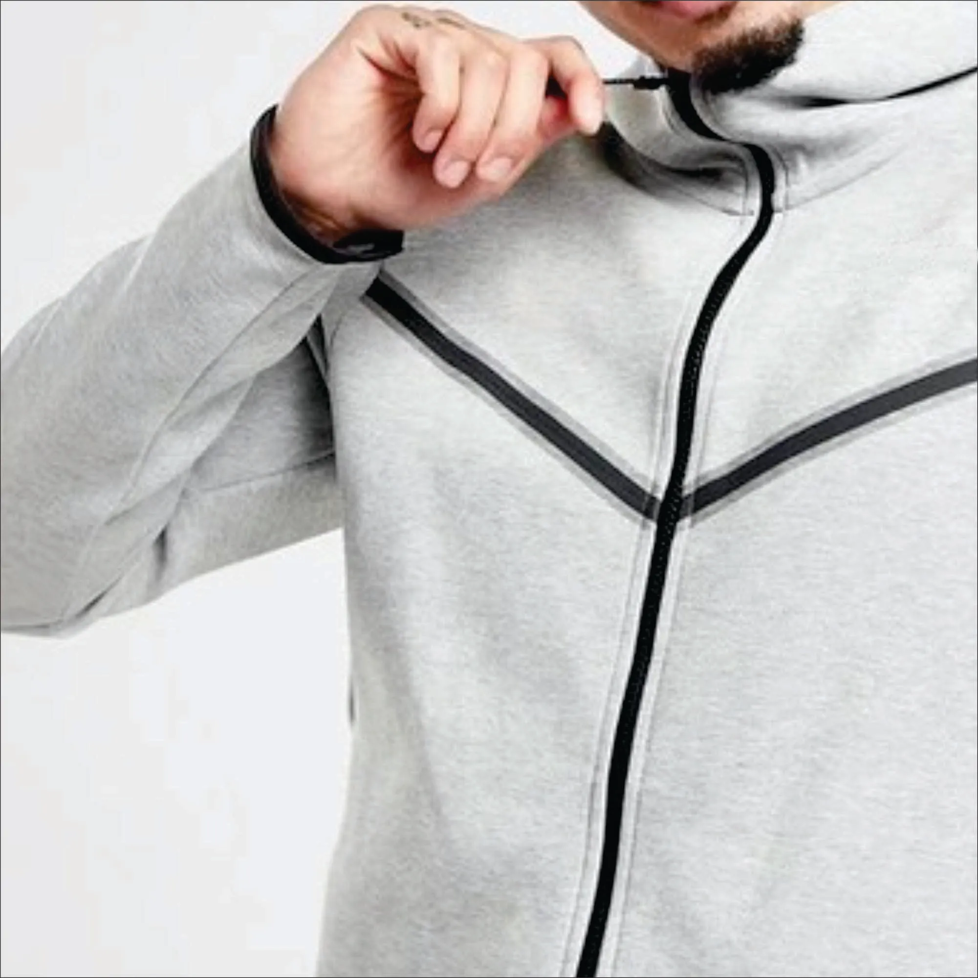 Custom Brand Logo Design 66% Cotton 34% Polyester Dark Heather Grey Warmth Standard Fit Sportswear Tech Fleece Tracksuit
