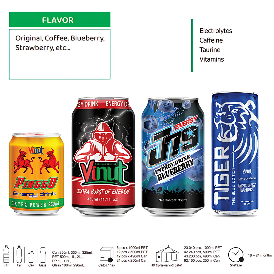 Wholesale Supplier Strawberry Energy Drink  355ml VINUT -  Sugar Free, Essential A,E-Vitamins, Free Sample, OEM/ODM