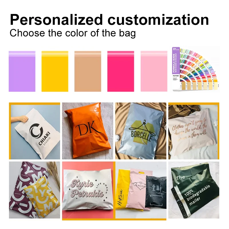 Custom Logo Eco Friendly Black Compostable Biodegradable Plastic Poly Mailers Mailing Bags With Logo