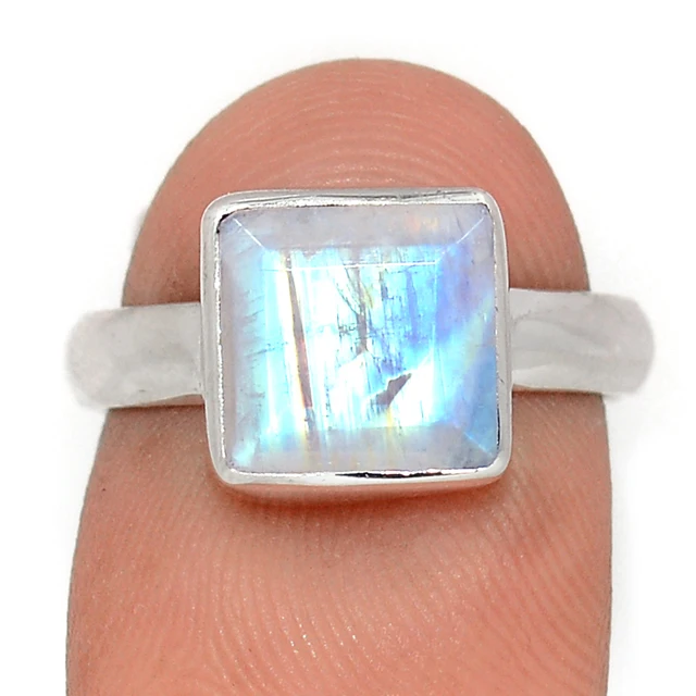 Beautiful 925 Sterling Silver Set of Jewelry Fashion India Jewelry With Genuine Moonstone Gemstone Love Heart Ring Jewelry