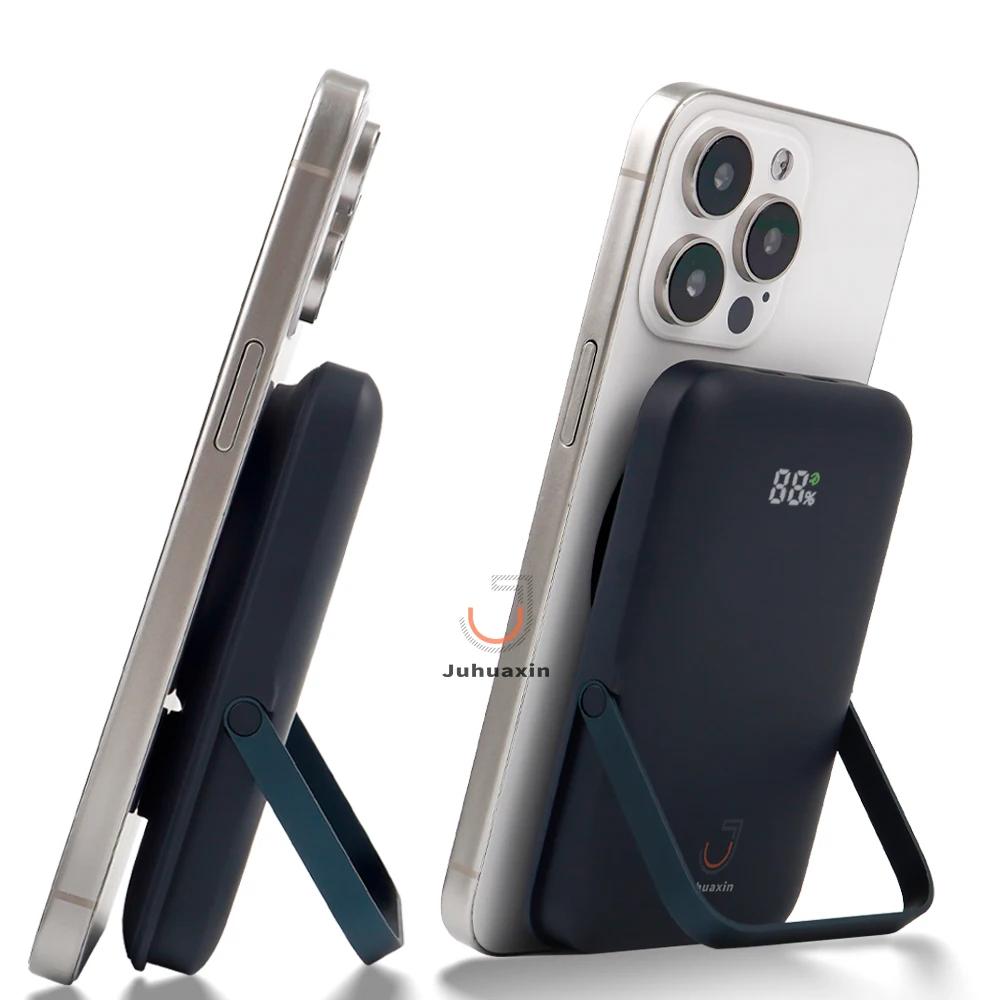 10000mAh Mini Wireless Battery  Phone Charger Magnetic Fast Charging Power Bank with Holder for iPh 16 15 14 Promax