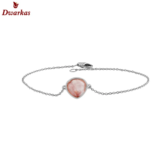 Classic luxury fine jewelry solid 925 sterling cherry glass heart shape gems stone bracelets for valentine gift jewelry