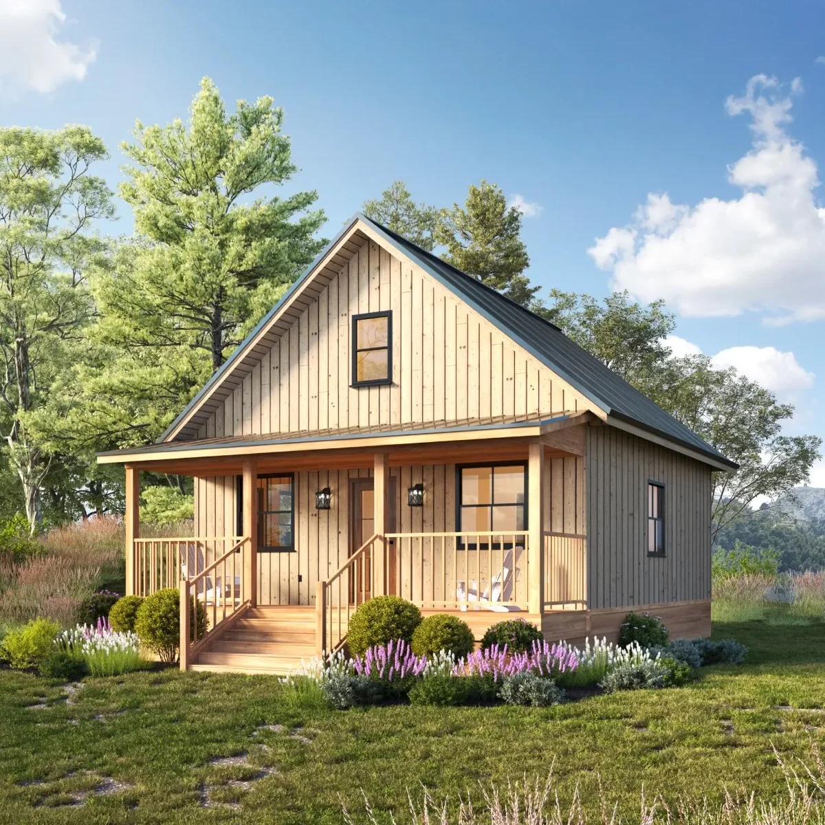 2 спальни Роскошная структура большой деревянный дом Лофт деревенская вилла для курорта