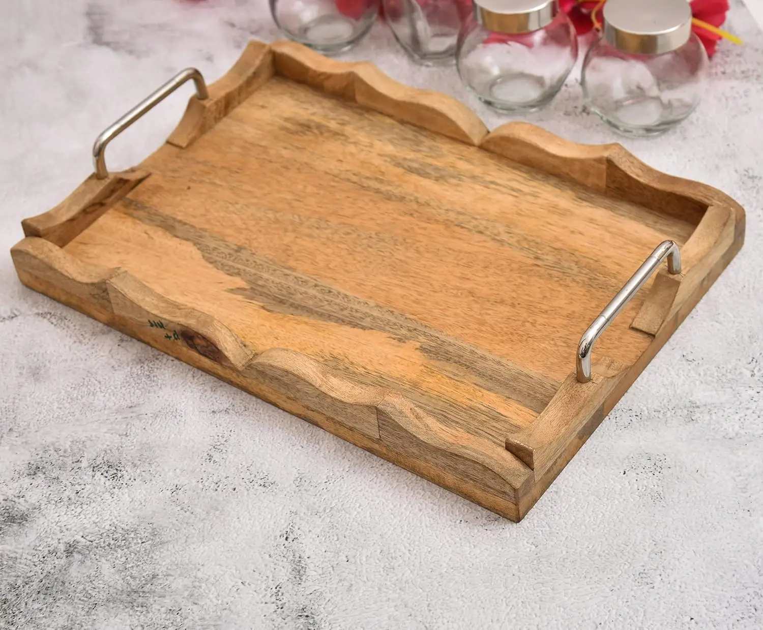 Melamine Serving Tray Set of 3 (Medium and Large Size) Villori Series Tray  Rectangular