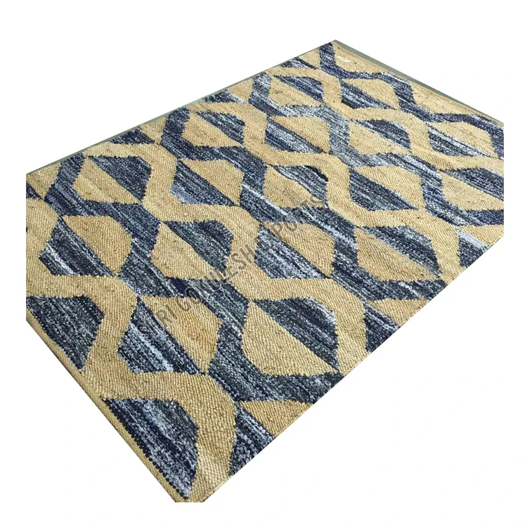 Custom Size Multicolor Handmade Woven Non Slip 100% Natural Fiber Large Jute Hemp Rug from Top Listed Manufacturer