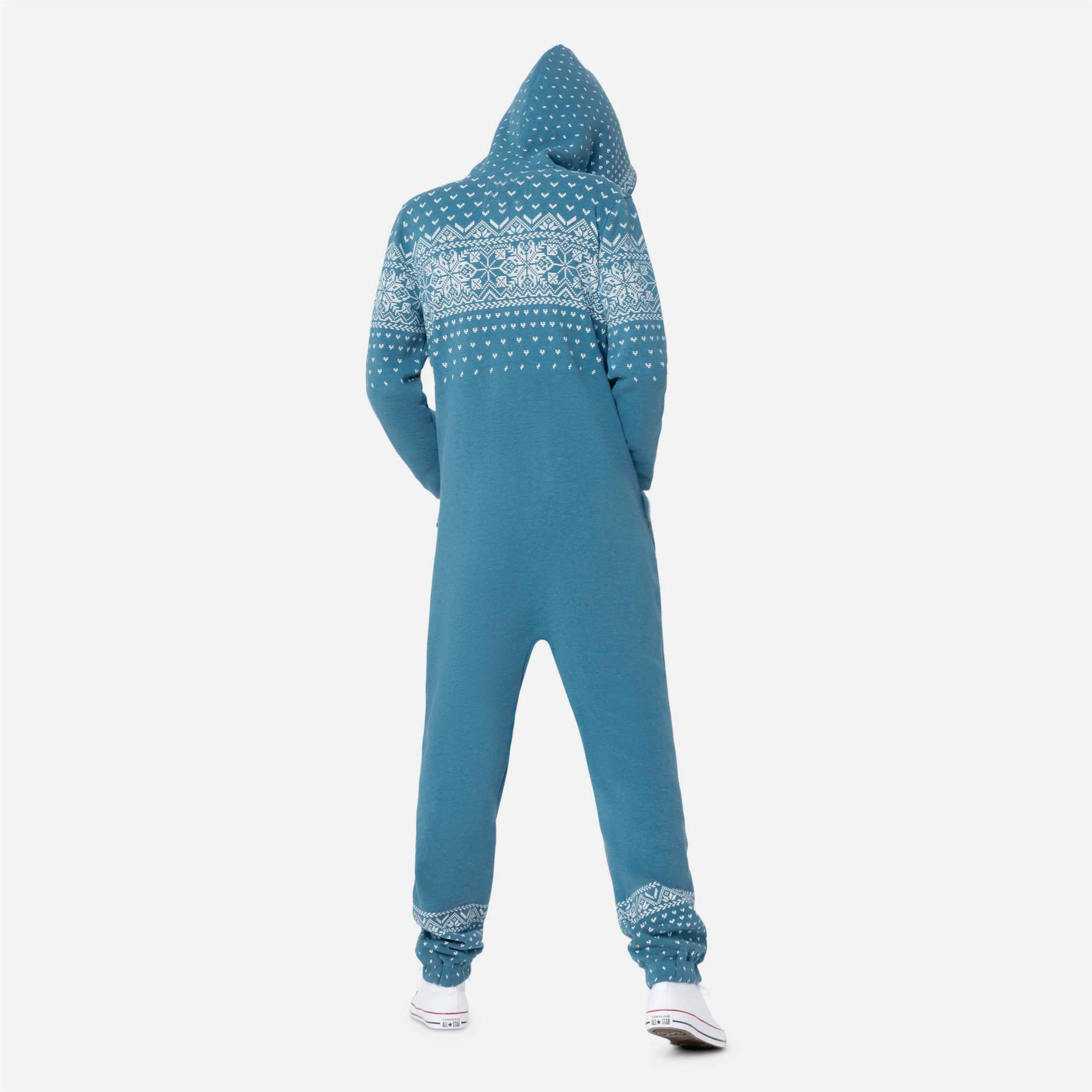 Print Detail and Embroidered Logo 50% Polyester 50% Cotton Side Pockets with Zipper Closure Unisex Faded Blue Alpine Jumpsuit