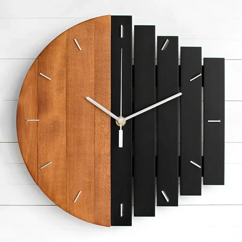 Japandi Rustic Abstract Wood Wall Clock For Living Room Home Hanging Artistic Decor