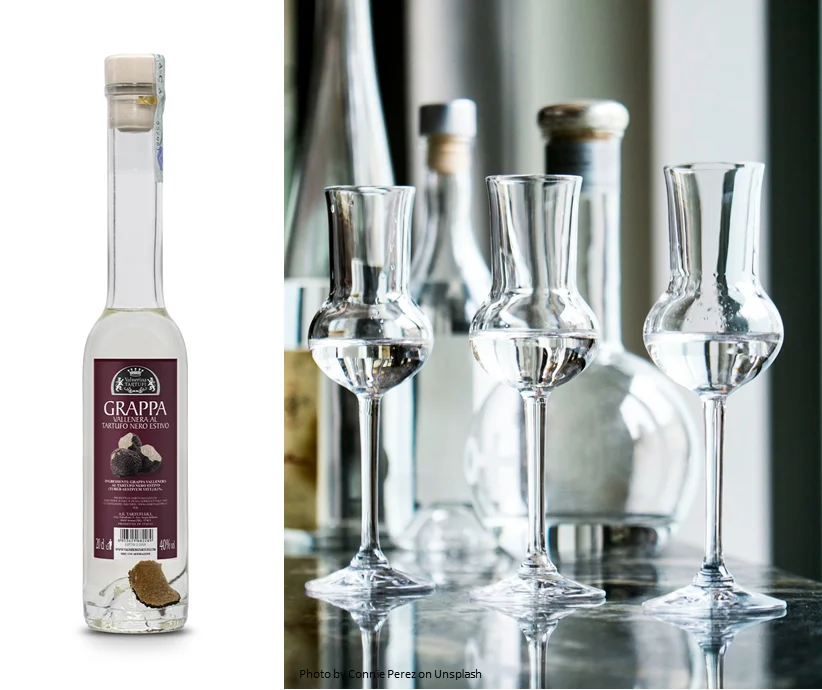 20cl Black Summer Truffle Sagrantino Grappa 40% Vol Digestive Artisanal Italian Quality Made in Italy