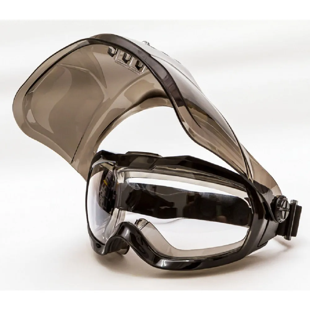 Protective Face Shield with Browguard and Safety Goggle Mask Designed for Heavy-Duty Industrial Use