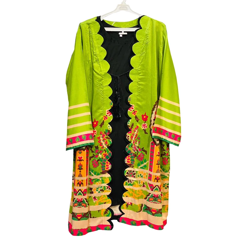 Wholesale Green Color Stitched fancy pakistani gowns with Hand Made Embroidery & chiffon dupatta for women