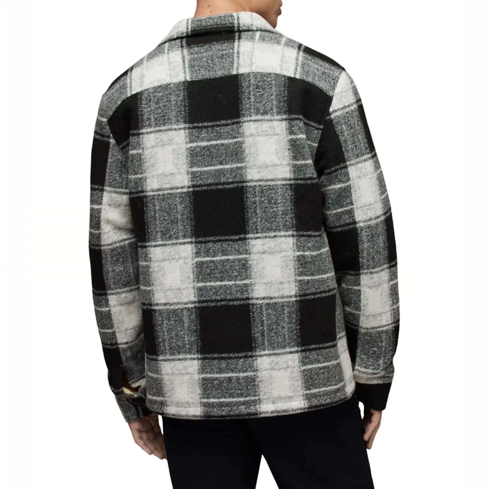 Custom Checked Flannel Long Sleeve Jacket Orange Buttons Blanket Overshirt Flannel Shirt Jacket Men Tapestry Jacket