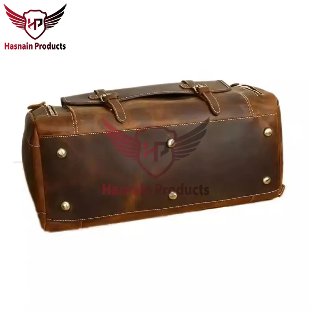 Exquisite Handcrafted Customizable Luxury Pure Leather Travel Duffel Bag - Premium Unisex Genuine Leather Weekend Luggage