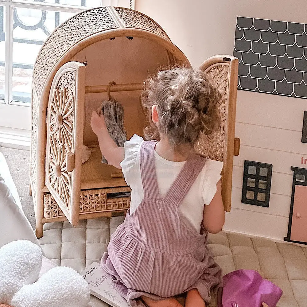 Unique design wholesale doll house rattan natural furniture for dolls low price high quality best price 2023