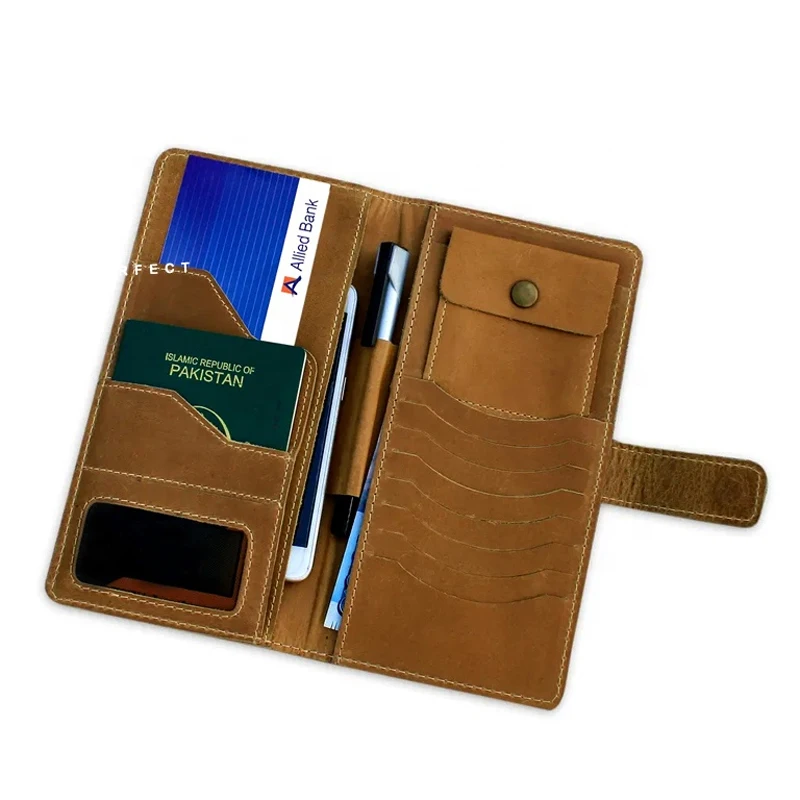 Hot Pu Leather Multi functions Wallet For Men Travel Document Credit Card Wallet Passport Holder With Custom Logo Make