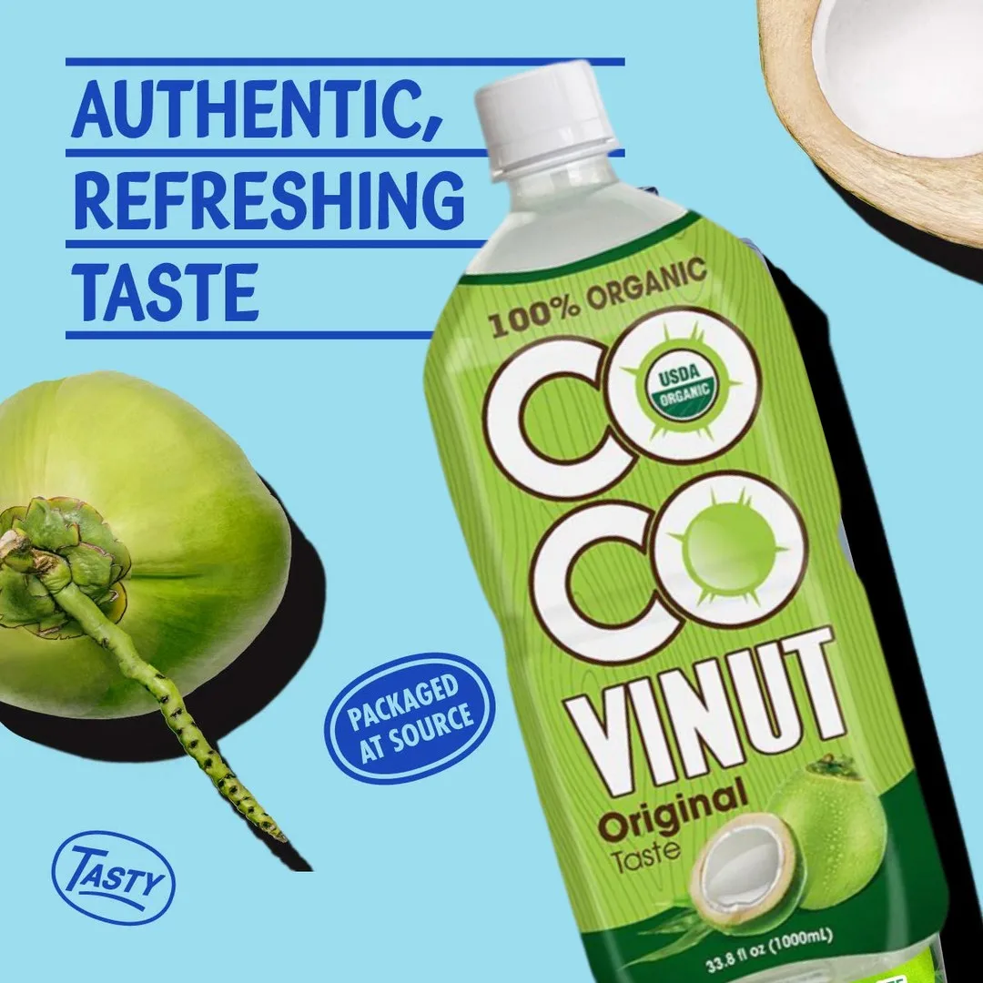 100% Pure Coconut Water w Watermelon | 1000ml (Pack of 24) VINUT, Plant Based, Non-GMO, No Added Sugar, Essential Electrolytes