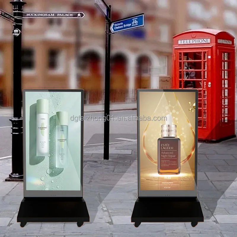 43Inch Outdoor Waterproof Android12  Portable Advertising Battery Powered Digital Signage Lcd Poster Double Sided Screen Display