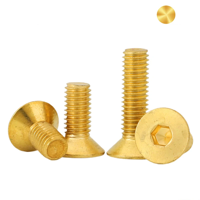 Machine Countersunk Hex Drive Allen Hexagon Socket Cap Brass Flat Head golden Screws