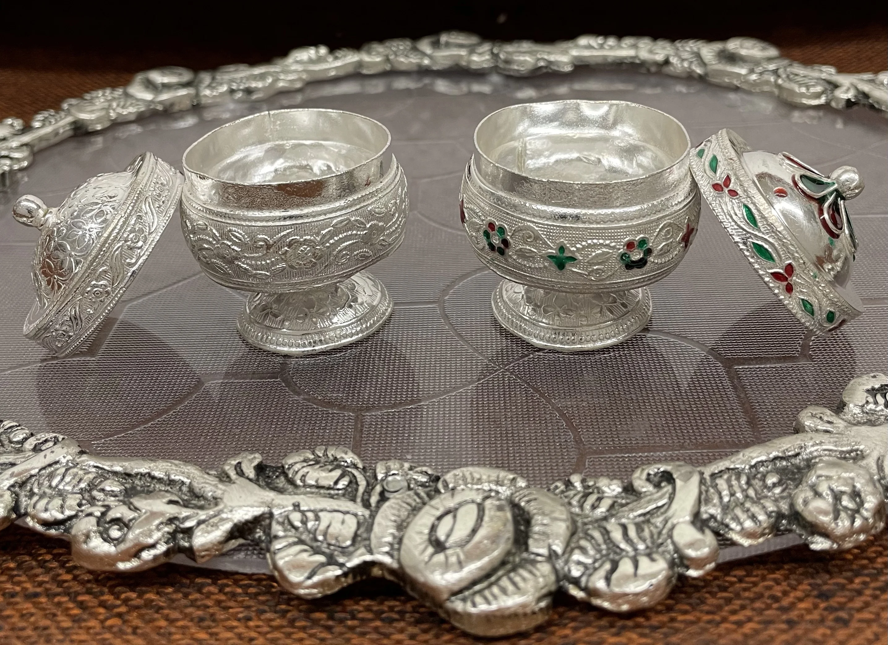 New Arrival Exclusive Gifting Trinket box Brides Eye Kajal Box German Silver Handmade Gifting Article For Wedding Gift