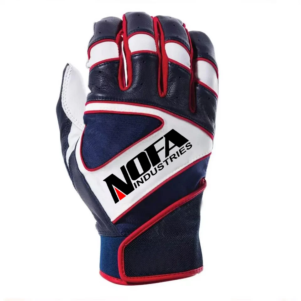 Best Selling Synthetic Leather baseball batting gloves Goat leather batting gloves extra long wrist strap adult batting gloves