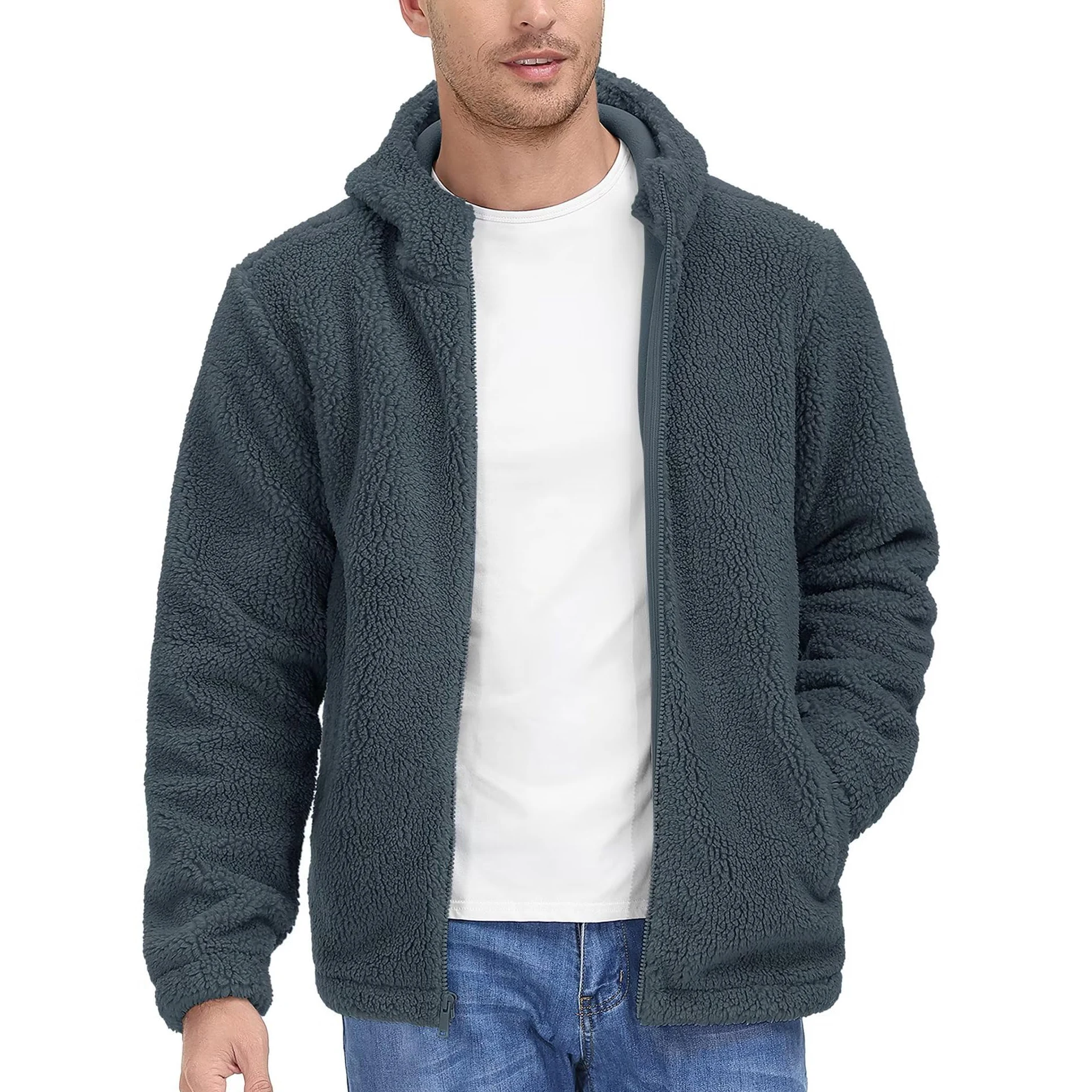New Arrivals men Winter Soft Sherpa Zip Polar Fleece Loose Casual Street Wear Jacket Sherpa Fleece Jacket & custom logo for sale