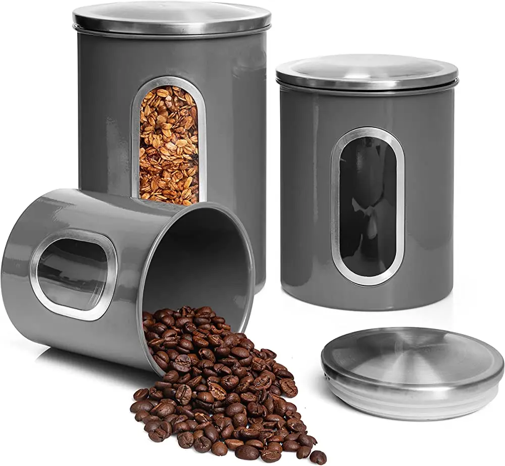 Kitchen ware items for Home Metal Stainless Steel Canister Set, 1000ml, 800ml, 500ml,  Buy Online at Best Price in India