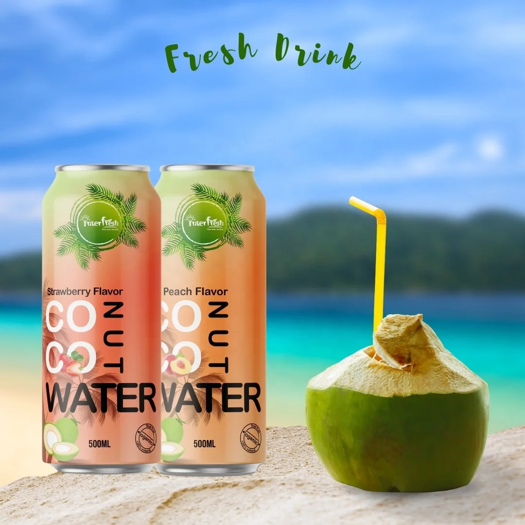 100% Natural Coconut Water Juice Drinks Agua De Coco Con Pulpa Fruit Juice With Pulp Pure From Interfresh