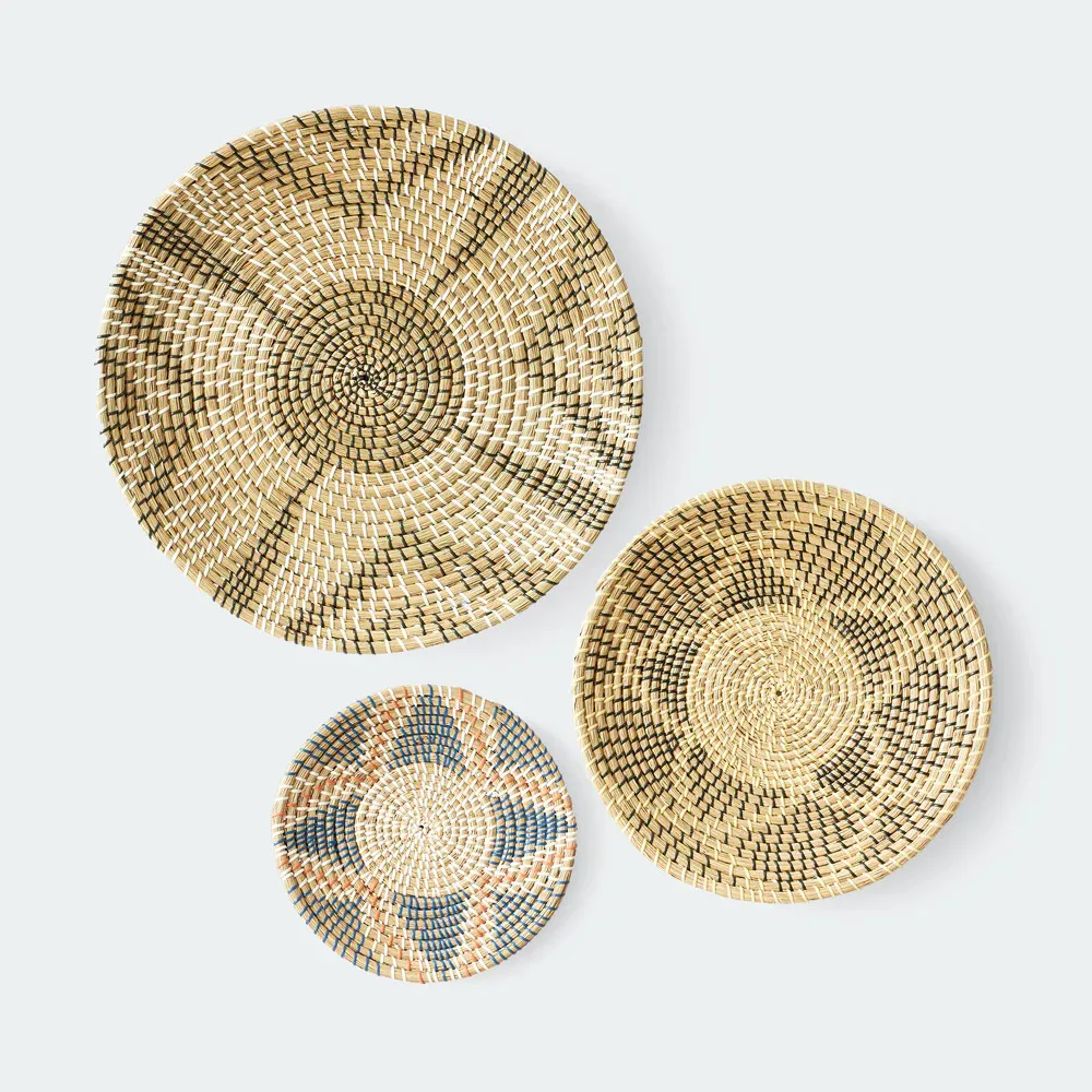 Entrance indoor vintage style African seagrass wall decor basket wall-mounted hanging decoration baskets