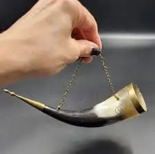 Amazing Beautiful Look Drinking Horn Mug With Stand Trending Natural Buffalo Viking Horn Mugs Most Popular Decorative Beer Mug