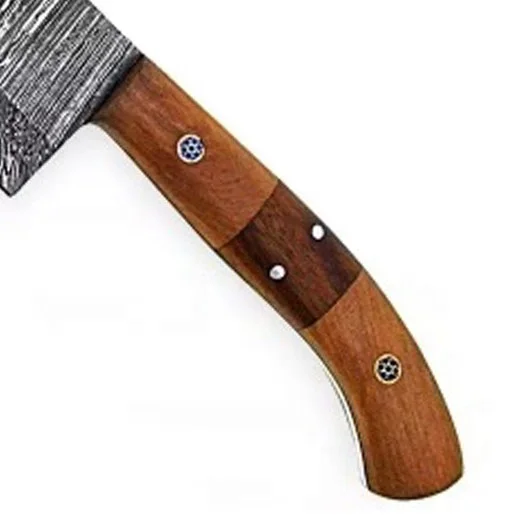 Handmade Damascus Steel Professional Chef Knife Set Custom Twisted Pattern with Resin Handle and Leather Sheath for Chopping