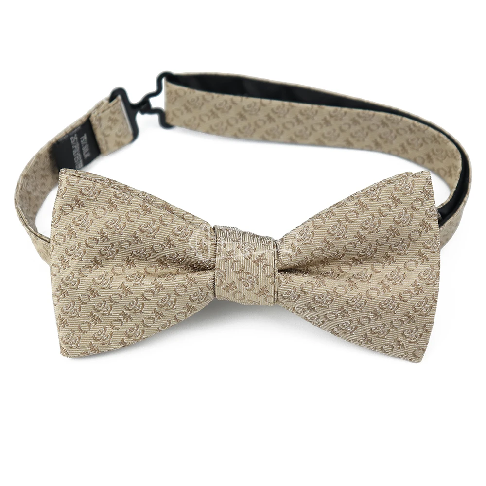 Khaki Personalized Men Bowties Silk Polyester Blend Pre Tied Custom Bow Tie Manufacturer