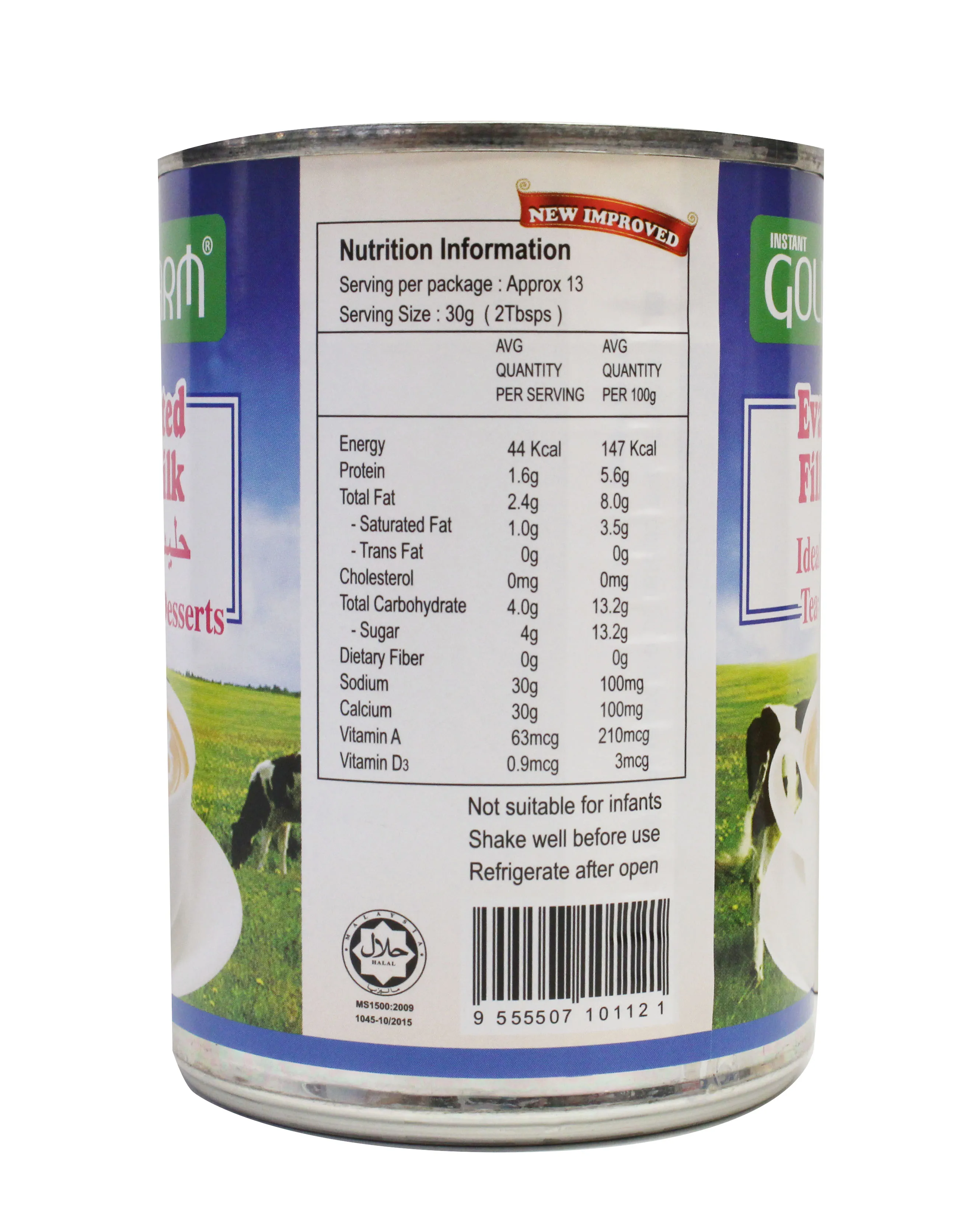 High Quality Malaysia Wholesales 400g Weight Tinned Packaging Halal Certified  Milky Light Creamy Smooth Evaporated Filled Milk