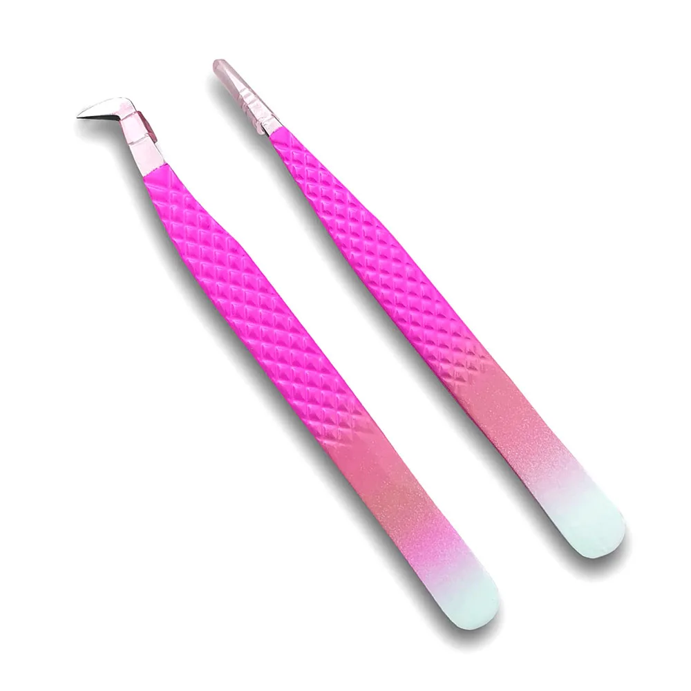 Professional Eyebrow Tweezer With Eyebrow Comb Stainless Steel Eyelashes Extension Tweezers Double Eyelids Pinzette Clip