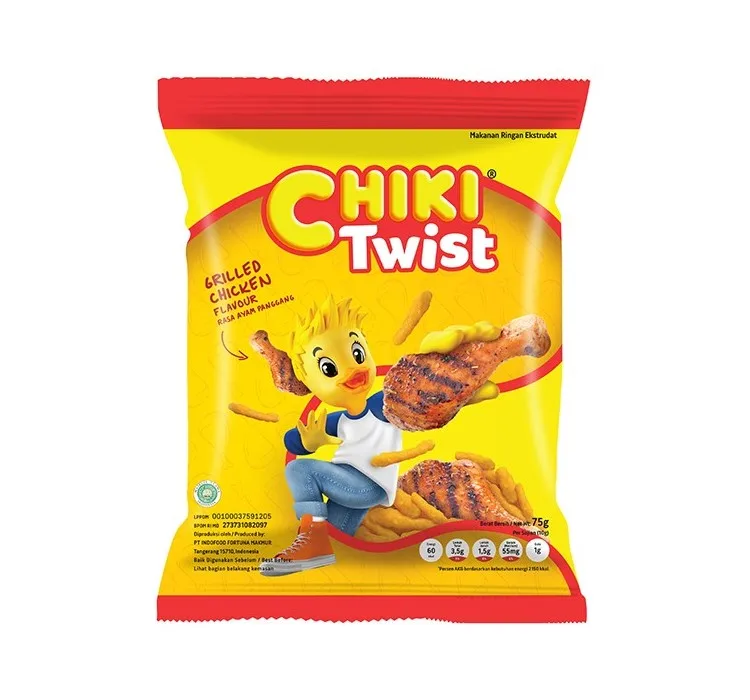 WHOLESALE Food Beverages Grain Snacks Chiki Twist Grilled Chicken 75 gr Savory Sweet Salty Crispy Indonesia Products. FAVORIT