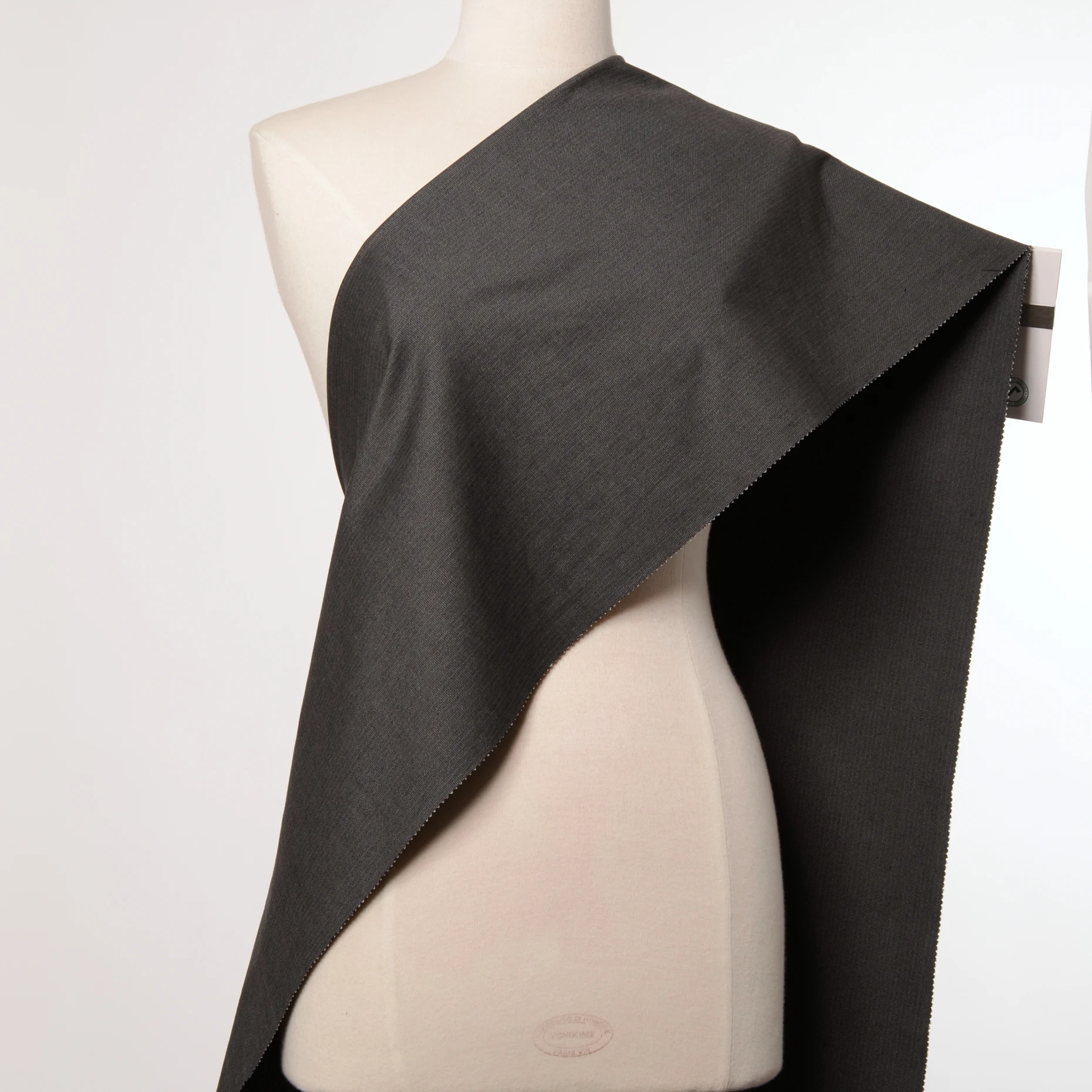 Available Now! Cotton and Wool Blend Luxury Fabric. Grey Medium Weight Cotton Blend Fabric with Check Design for Clothing.