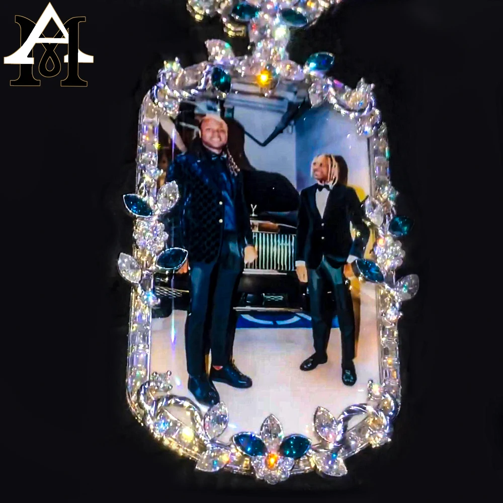 Custom Memory Pendant Diamond Tester Pass Hip Hop Photo Pendant VVS Moissanite Picture Pendant Mossanite Fine Jewelry