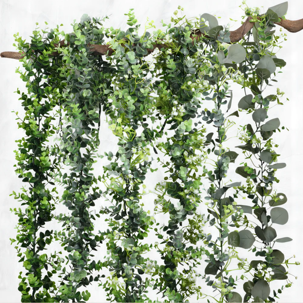 Premium silk eucalyptus greenery leaves artificial flower vines for decoration theme garden tea party