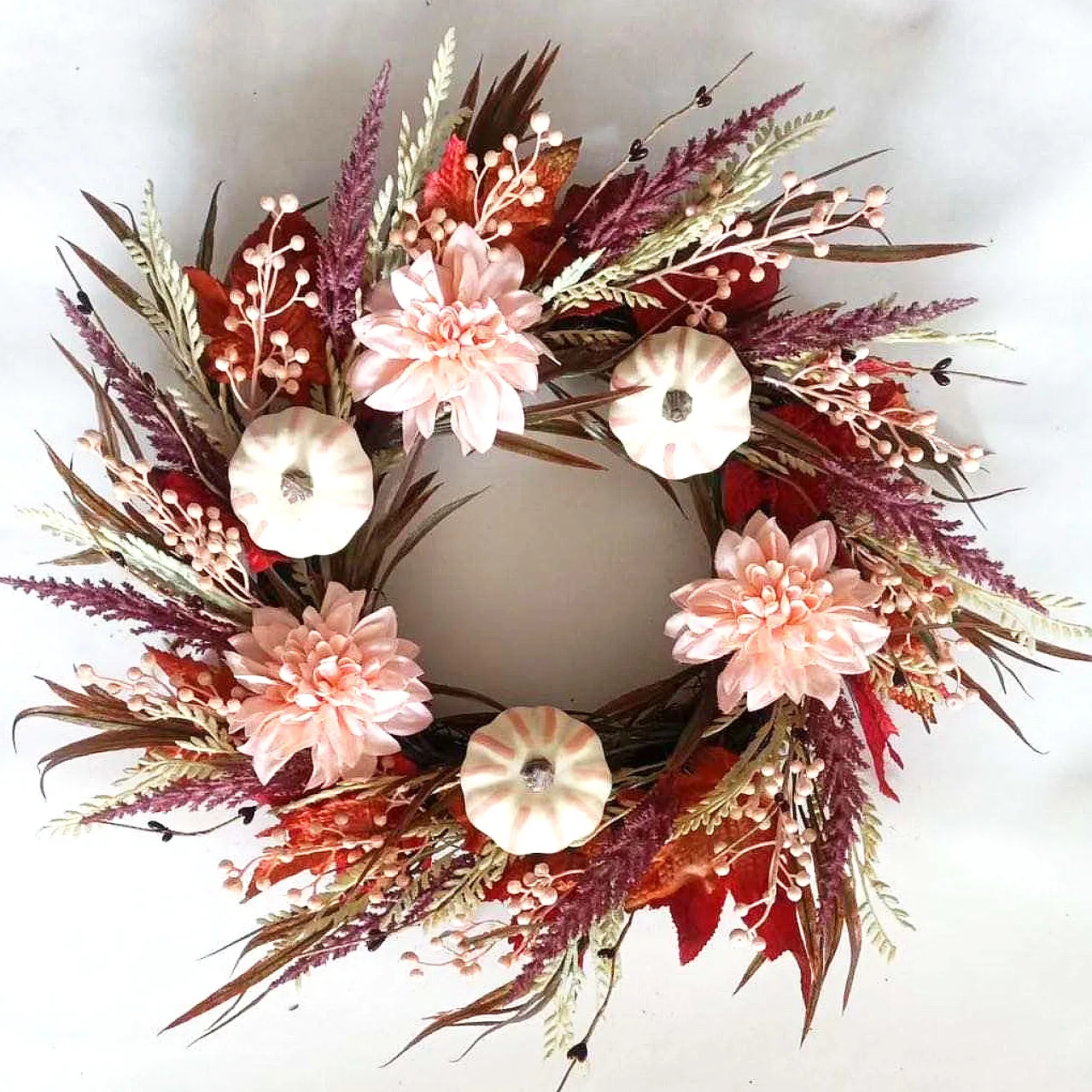 Farmhouse Grapevine Pinecone Rose Flower Wreath Christmas Decoration Garland