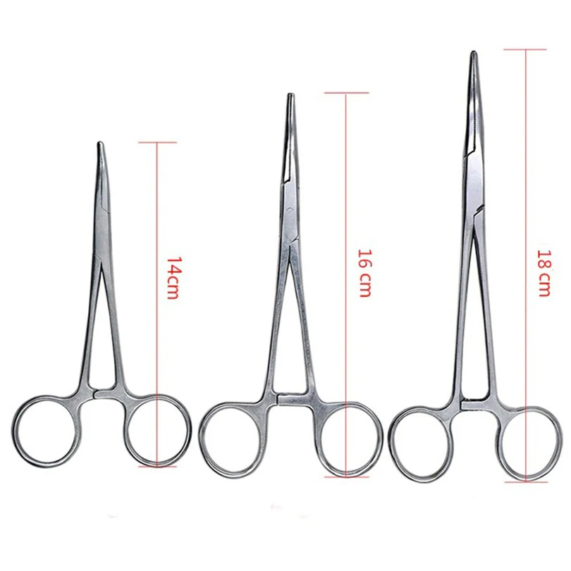 Stainless Steel Hemostatic Clamp Forceps Surgical Forceps Tool Hemostatic Forceps Pliers Straight Elbow Tips Needle Holder