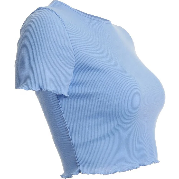 custom Short Sleeve Simple Lightweight Sexy Fitness women Crop Top Tees 100% organic cotton crewneck t shirt for women